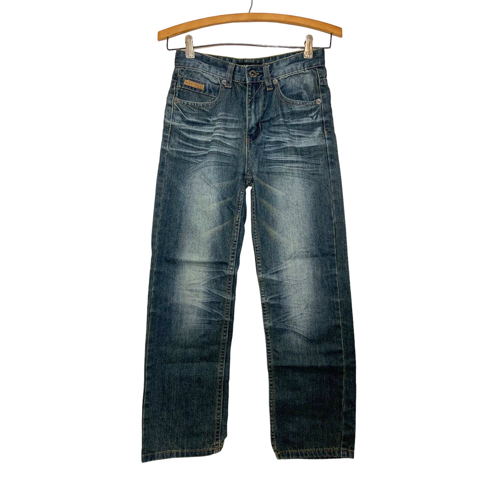 Boys Sean John Classic Dark Bleach Wash Flap Pocket Jeans Blue Size 10
